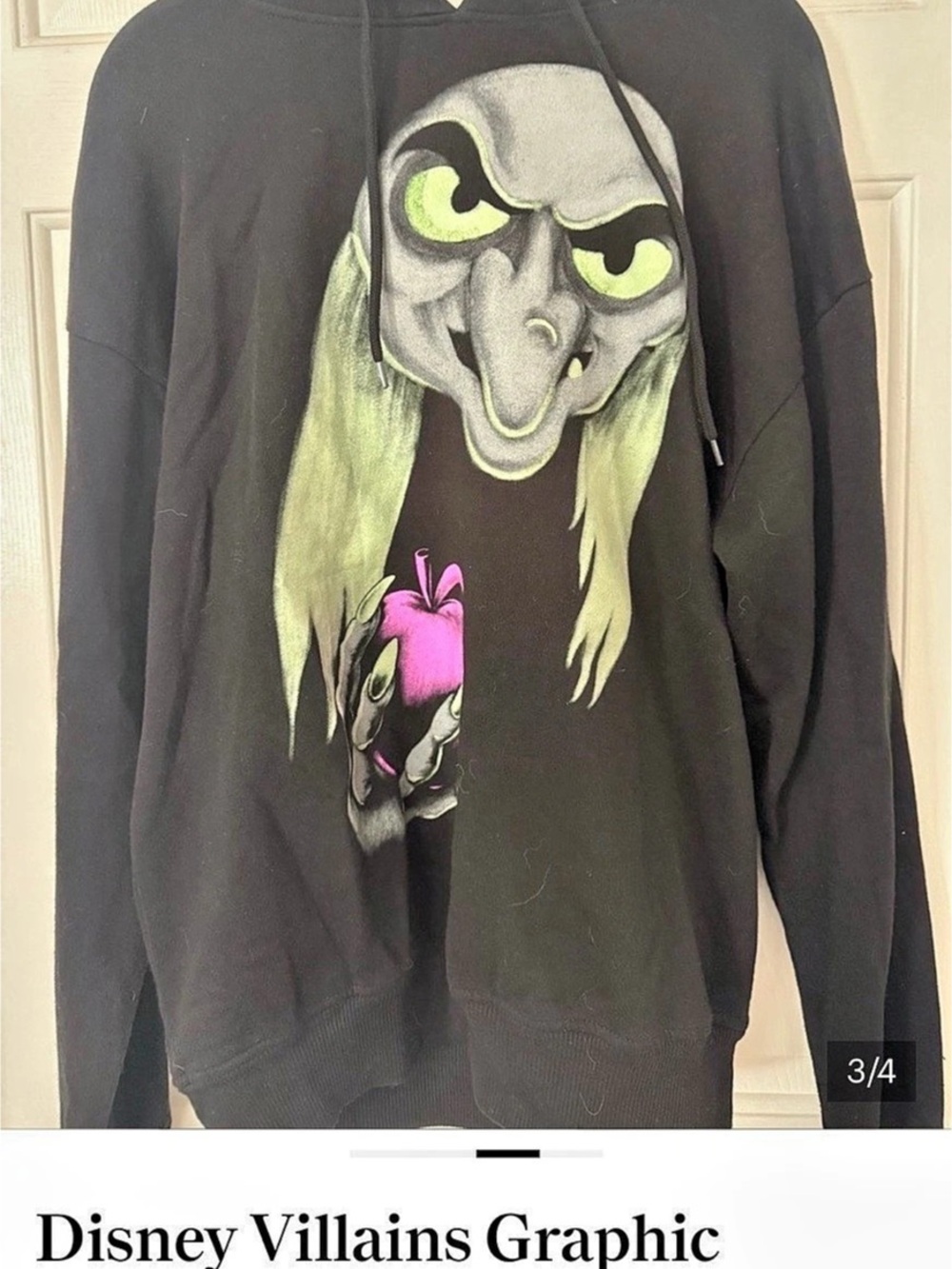 Disney Villains x Heidi Klum Graphic Hoodie Black Size Small Like New